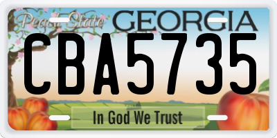 GA license plate CBA5735