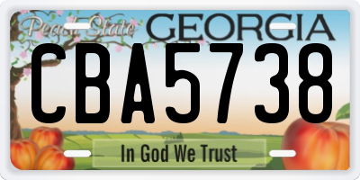 GA license plate CBA5738
