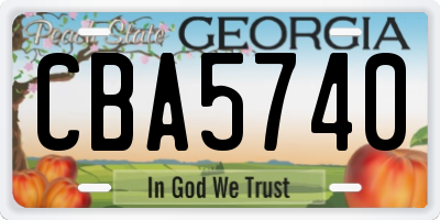 GA license plate CBA5740