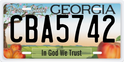 GA license plate CBA5742