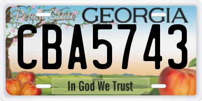 GA license plate CBA5743