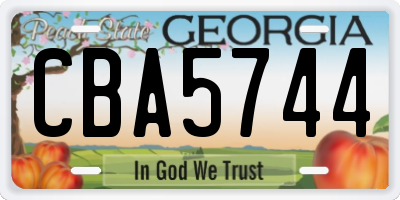GA license plate CBA5744