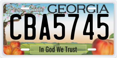 GA license plate CBA5745