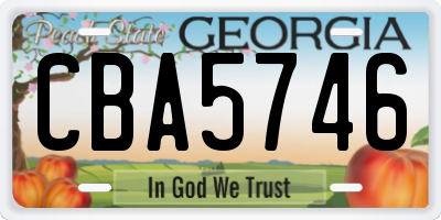 GA license plate CBA5746