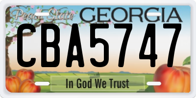 GA license plate CBA5747