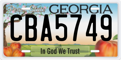GA license plate CBA5749