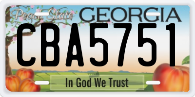 GA license plate CBA5751
