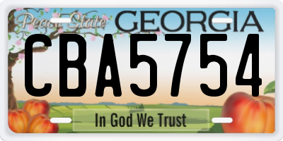GA license plate CBA5754