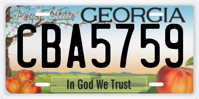 GA license plate CBA5759