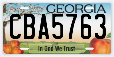 GA license plate CBA5763