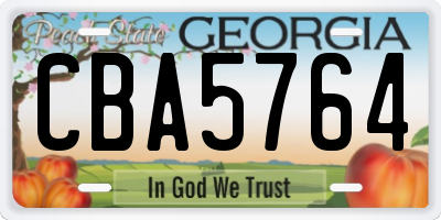 GA license plate CBA5764