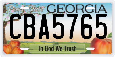 GA license plate CBA5765