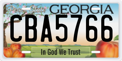 GA license plate CBA5766
