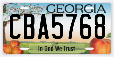 GA license plate CBA5768