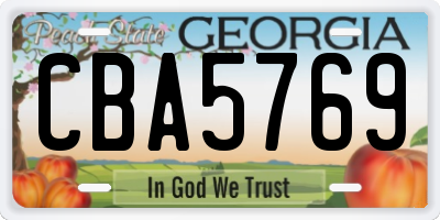 GA license plate CBA5769