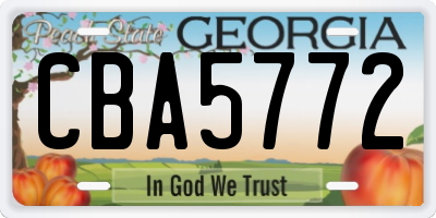 GA license plate CBA5772