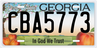 GA license plate CBA5773