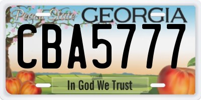 GA license plate CBA5777