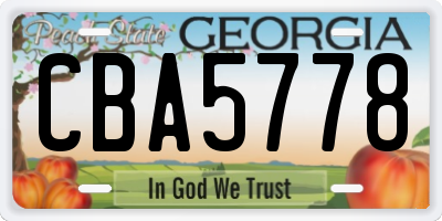 GA license plate CBA5778