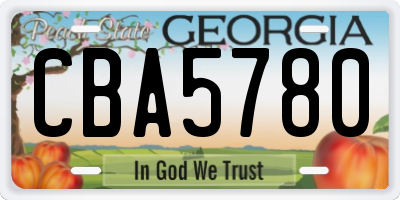 GA license plate CBA5780