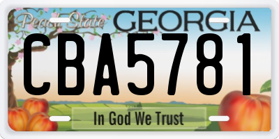 GA license plate CBA5781