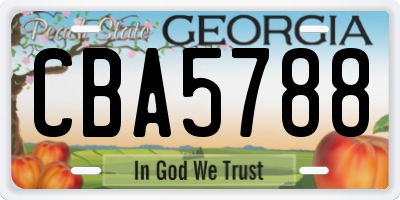 GA license plate CBA5788