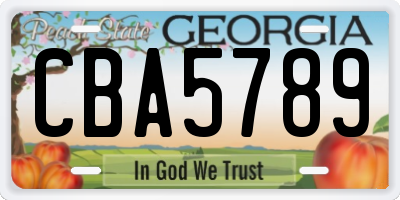 GA license plate CBA5789