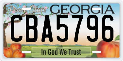 GA license plate CBA5796