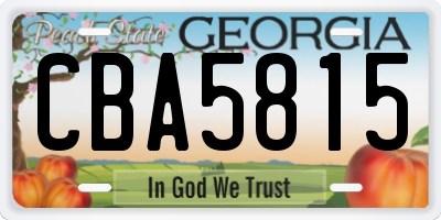 GA license plate CBA5815