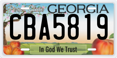 GA license plate CBA5819