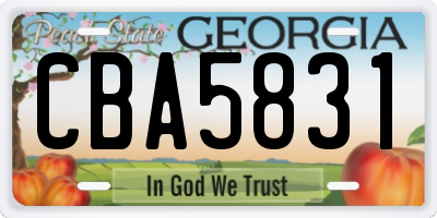 GA license plate CBA5831