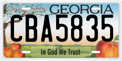 GA license plate CBA5835