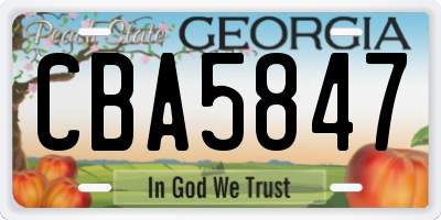 GA license plate CBA5847