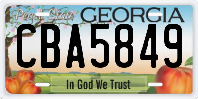 GA license plate CBA5849
