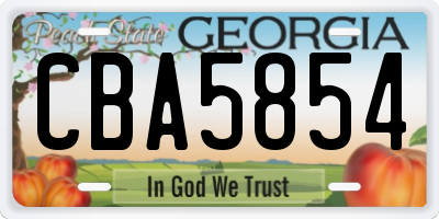GA license plate CBA5854