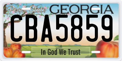 GA license plate CBA5859
