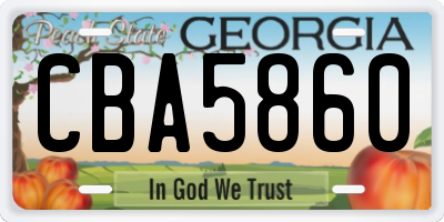 GA license plate CBA5860