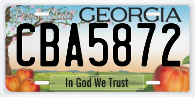 GA license plate CBA5872