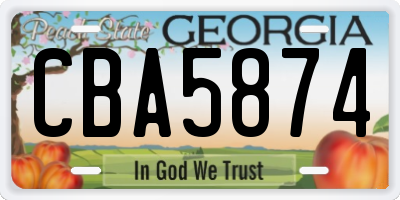 GA license plate CBA5874