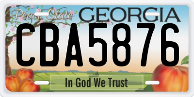 GA license plate CBA5876