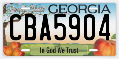 GA license plate CBA5904