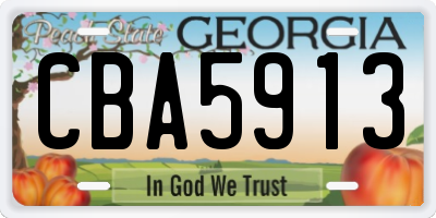 GA license plate CBA5913