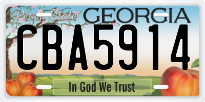 GA license plate CBA5914