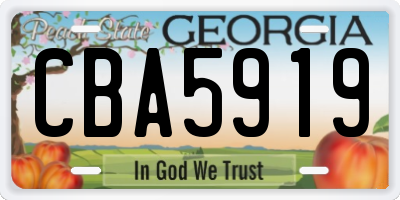 GA license plate CBA5919