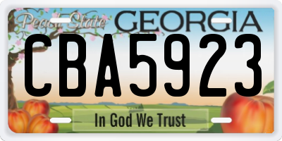 GA license plate CBA5923