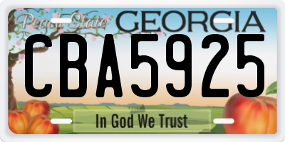 GA license plate CBA5925