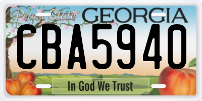 GA license plate CBA5940