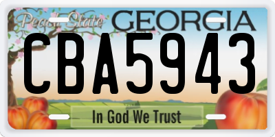 GA license plate CBA5943
