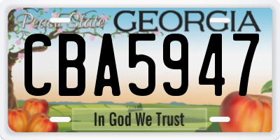 GA license plate CBA5947