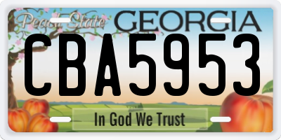 GA license plate CBA5953